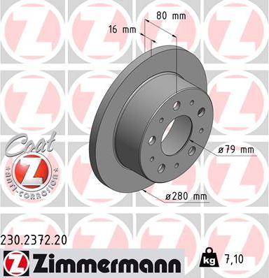 Zimmermann 230.2372.20 - Тормозной диск autospares.lv