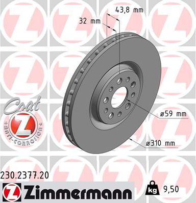 Zimmermann 230.2377.20 - Тормозной диск autospares.lv