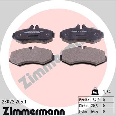 Zimmermann 23022.205.1 - Тормозные колодки, дисковые, комплект autospares.lv