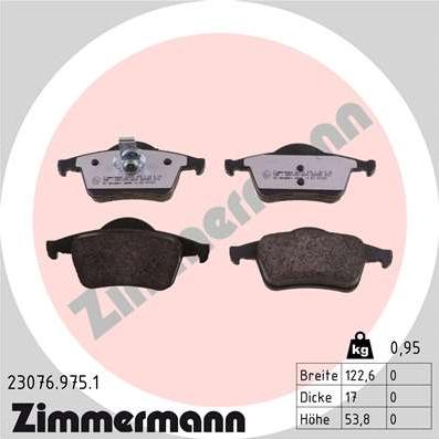 Zimmermann 23076.975.1 - Тормозные колодки, дисковые, комплект autospares.lv