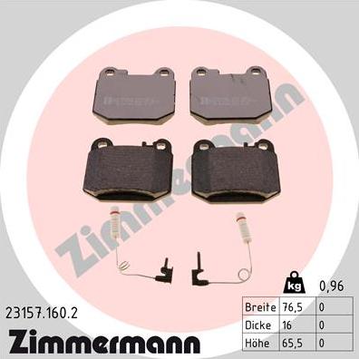 Zimmermann 23157.160.2 - Тормозные колодки, дисковые, комплект autospares.lv