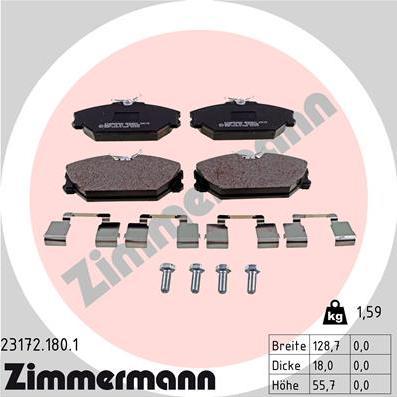 Zimmermann 23172.180.1 - Тормозные колодки, дисковые, комплект autospares.lv