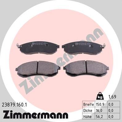 Zimmermann 23879.160.1 - Тормозные колодки, дисковые, комплект autospares.lv