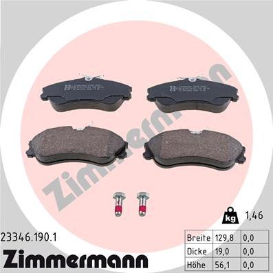 Zimmermann 23346.190.1 - Тормозные колодки, дисковые, комплект autospares.lv