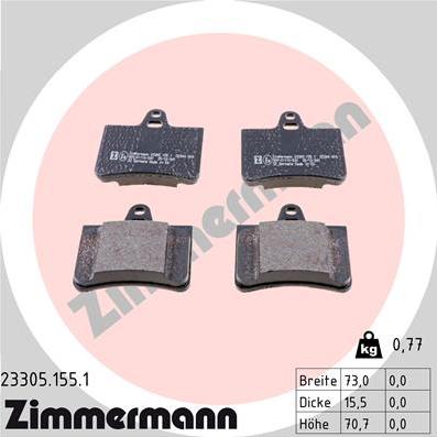 Zimmermann 23305.155.1 - Тормозные колодки, дисковые, комплект autospares.lv