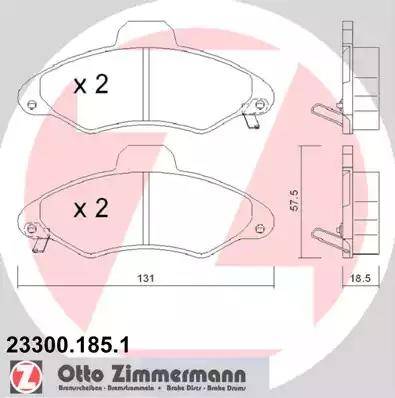 Zimmermann 23300.185.1 - Тормозные колодки, дисковые, комплект autospares.lv
