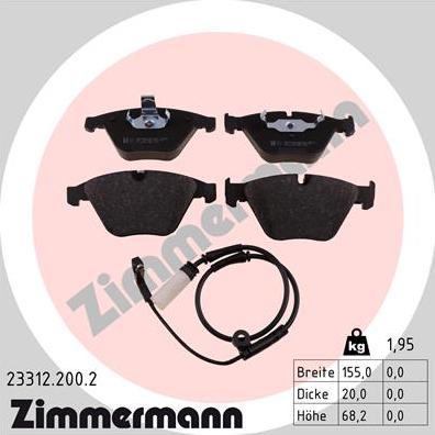 Zimmermann 23312.200.2 - Тормозные колодки, дисковые, комплект autospares.lv