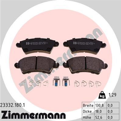 Zimmermann 23332.180.1 - Тормозные колодки, дисковые, комплект autospares.lv