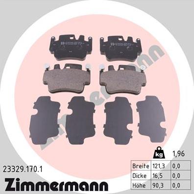 Zimmermann 23329.170.1 - Тормозные колодки, дисковые, комплект autospares.lv