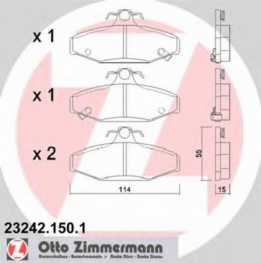 Zimmermann 232421501 - Тормозные колодки, дисковые, комплект autospares.lv