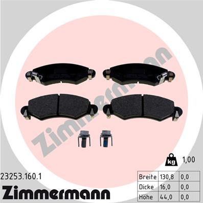Zimmermann 23253.160.1 - Тормозные колодки, дисковые, комплект autospares.lv