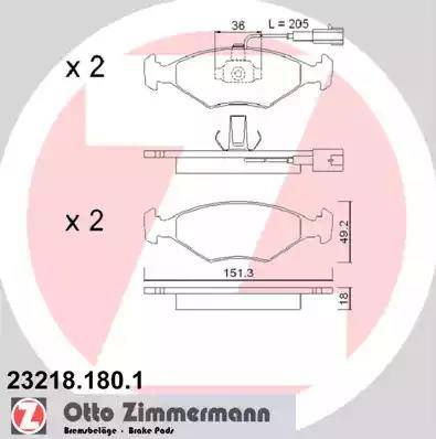 Zimmermann 23218.180.1 - Тормозные колодки, дисковые, комплект autospares.lv