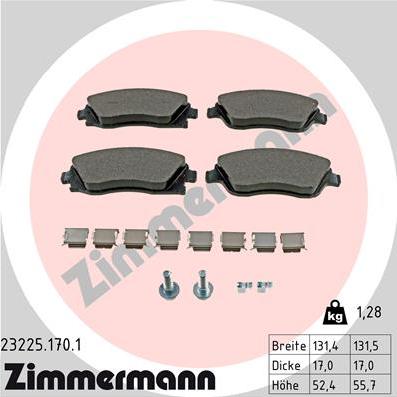 Zimmermann 23225.170.1 - Тормозные колодки, дисковые, комплект autospares.lv