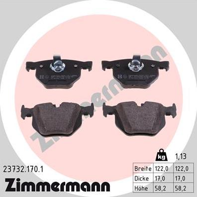 Zimmermann 23732.170.1 - Тормозные колодки, дисковые, комплект autospares.lv