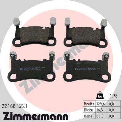 Zimmermann 22468.165.1 - Тормозные колодки, дисковые, комплект autospares.lv