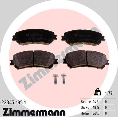 Zimmermann 22347.185.1 - Тормозные колодки, дисковые, комплект autospares.lv