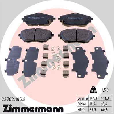 Zimmermann 22782.185.2 - Тормозные колодки, дисковые, комплект autospares.lv