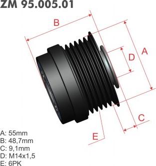 ZM ZM 95.005.01 - Шкив генератора, муфта autospares.lv