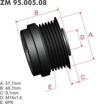 ZM ZM 95.005.08 - Шкив генератора, муфта autospares.lv