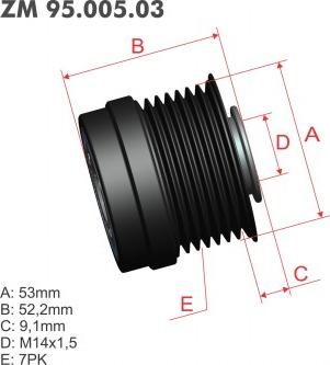 ZM ZM 95.005.03 - Шкив генератора, муфта autospares.lv