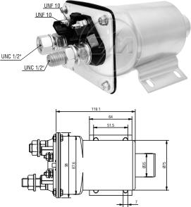 ZM ZM-950 - Тяговое реле, соленоид, стартер autospares.lv