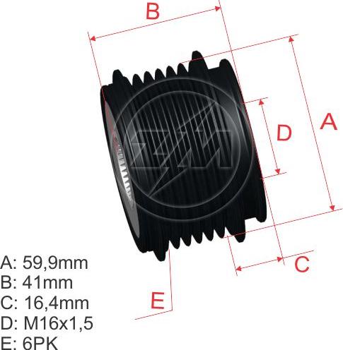 ZM ZM 96.005.41 - Шкив генератора, муфта autospares.lv