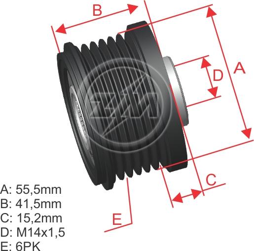 ZM ZM 96.005.51 - Шкив генератора, муфта autospares.lv