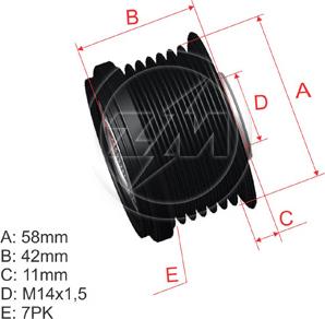 ZM ZM 96.005.15 - Шкив генератора, муфта autospares.lv