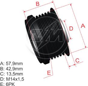 ZM ZM 96.005.10 - Шкив генератора, муфта autospares.lv