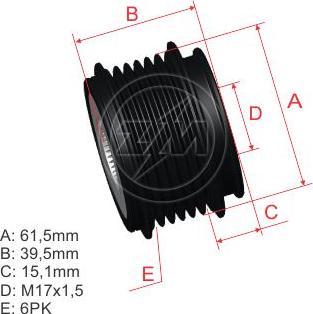 ZM ZM 96.005.31 - Шкив генератора, муфта autospares.lv