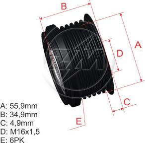 ZM ZM 96.000.36 - Шкив генератора, муфта autospares.lv