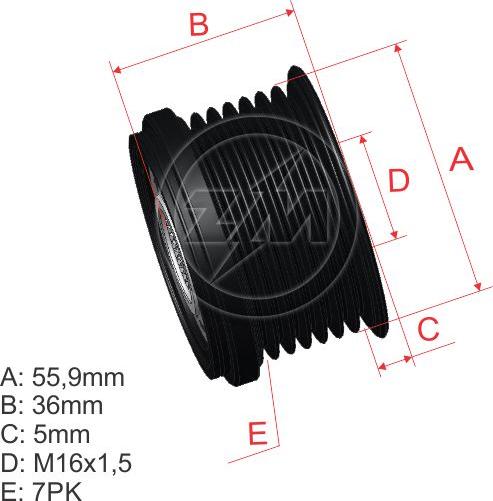 ZM ZM 96.000.30 - Шкив генератора, муфта autospares.lv