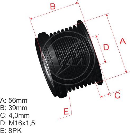 ZM ZM 96.000.22 - Шкив генератора, муфта autospares.lv