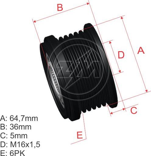 ZM ZM 96.008.07 - Шкив генератора, муфта autospares.lv