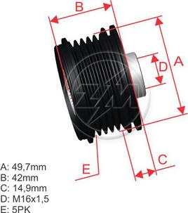 ZM ZM 96.012.03 - Шкив генератора, муфта autospares.lv