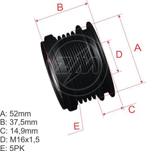 ZM ZM 96.012.37 - Шкив генератора, муфта autospares.lv