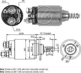 ZM ZM-545 - Тяговое реле, соленоид, стартер autospares.lv