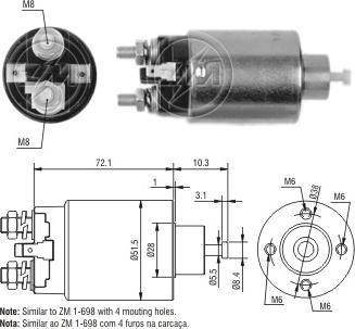 ZM ZM-5698 - Тяговое реле, соленоид, стартер autospares.lv