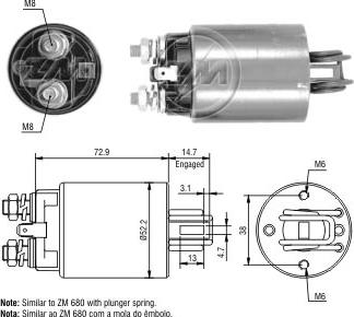 ZM ZM-581 - Тяговое реле, соленоид, стартер autospares.lv