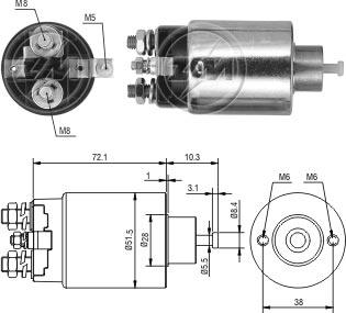 ZM ZM-695 - Тяговое реле, соленоид, стартер autospares.lv