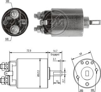 ZM ZM-682 - Тяговое реле, соленоид, стартер autospares.lv