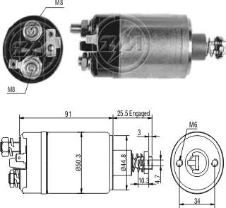 ZM ZM626 - Тяговое реле, соленоид, стартер autospares.lv