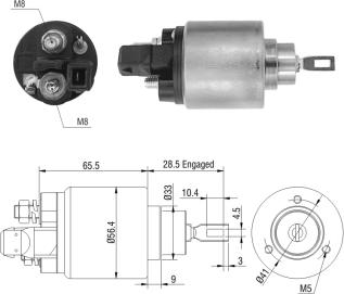 ZM ZM1972 - Тяговое реле, соленоид, стартер autospares.lv