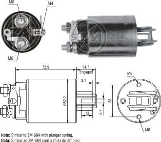 ZM ZM-1684 - Тяговое реле, соленоид, стартер autospares.lv