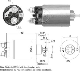 ZM ZM-1760 - Тяговое реле, соленоид, стартер autospares.lv