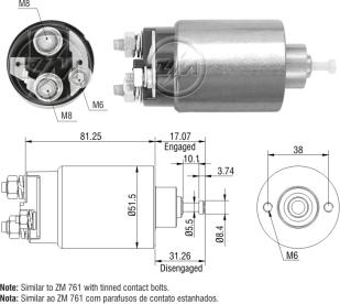 ZM ZM-1761 - Тяговое реле, соленоид, стартер autospares.lv