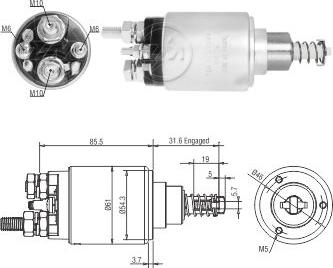 ZM ZM1732 - Тяговое реле, соленоид, стартер autospares.lv