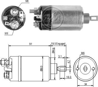 ZM ZM-3722 - Тяговое реле, соленоид, стартер autospares.lv