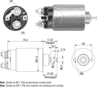 ZM ZM-760 - Тяговое реле, соленоид, стартер autospares.lv