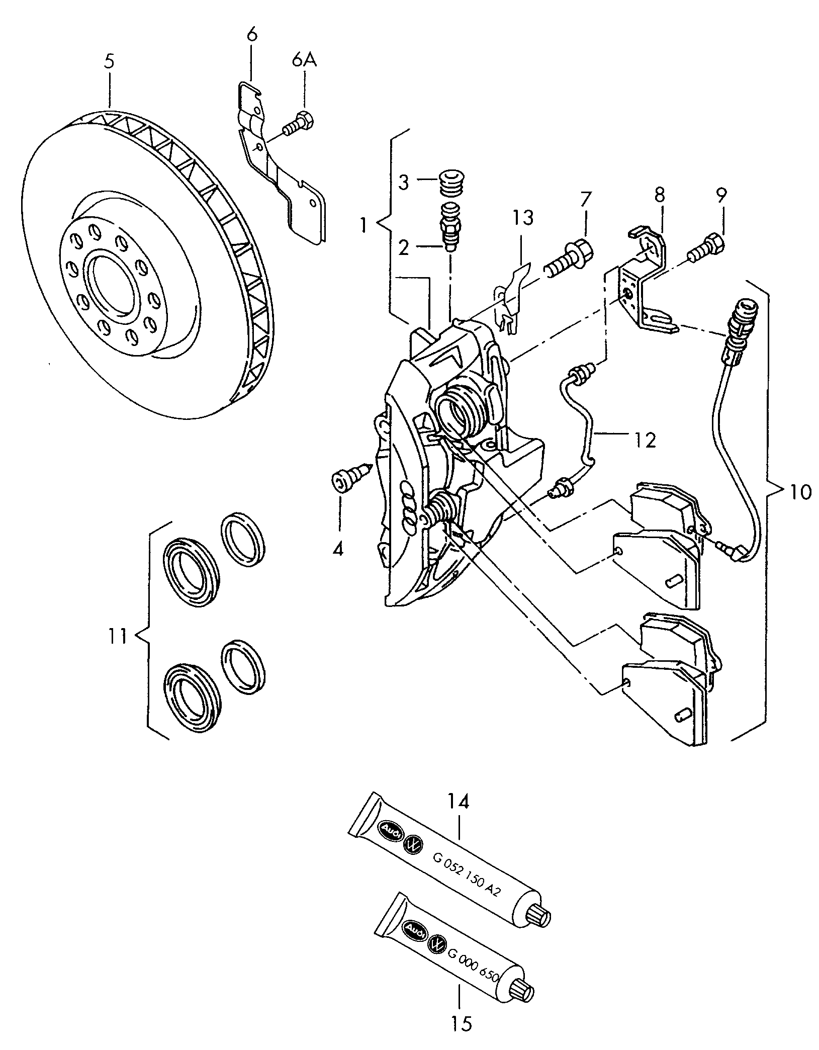 AUDI 4A0 698 151 B - Тормозные колодки, дисковые, комплект autospares.lv